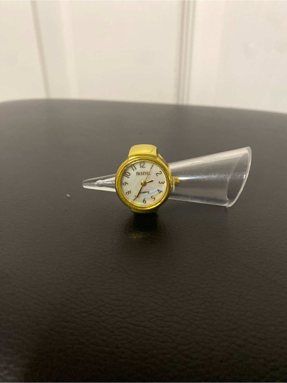 Bozini Gold Tone Mini Quartz Watch Ring - Yellow Gold